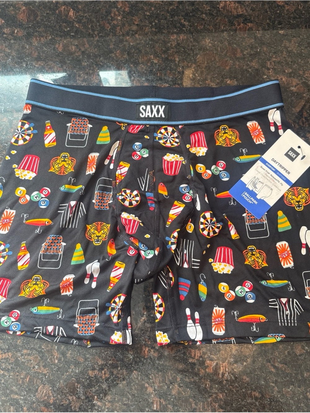 Saxx Black Boxer Briefs with Colorful Carnival Print